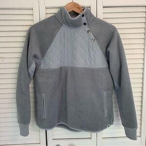 NWT Abercrombie Kids Girl Fleece Snap Pullover Jacket Gray 15/16 Kangaroo Pocket